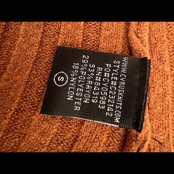 Long Ribbed Cardigan Sweater | Rust Orange | Size Small - Picture 3 of 4